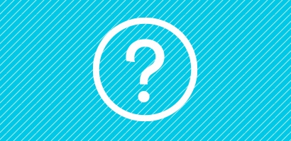 Circular white icon of a question mark on a cyan background.
